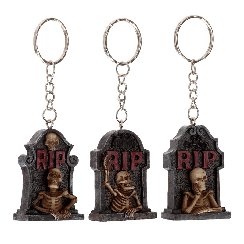 RIP Skeleton Tombstone Keyring